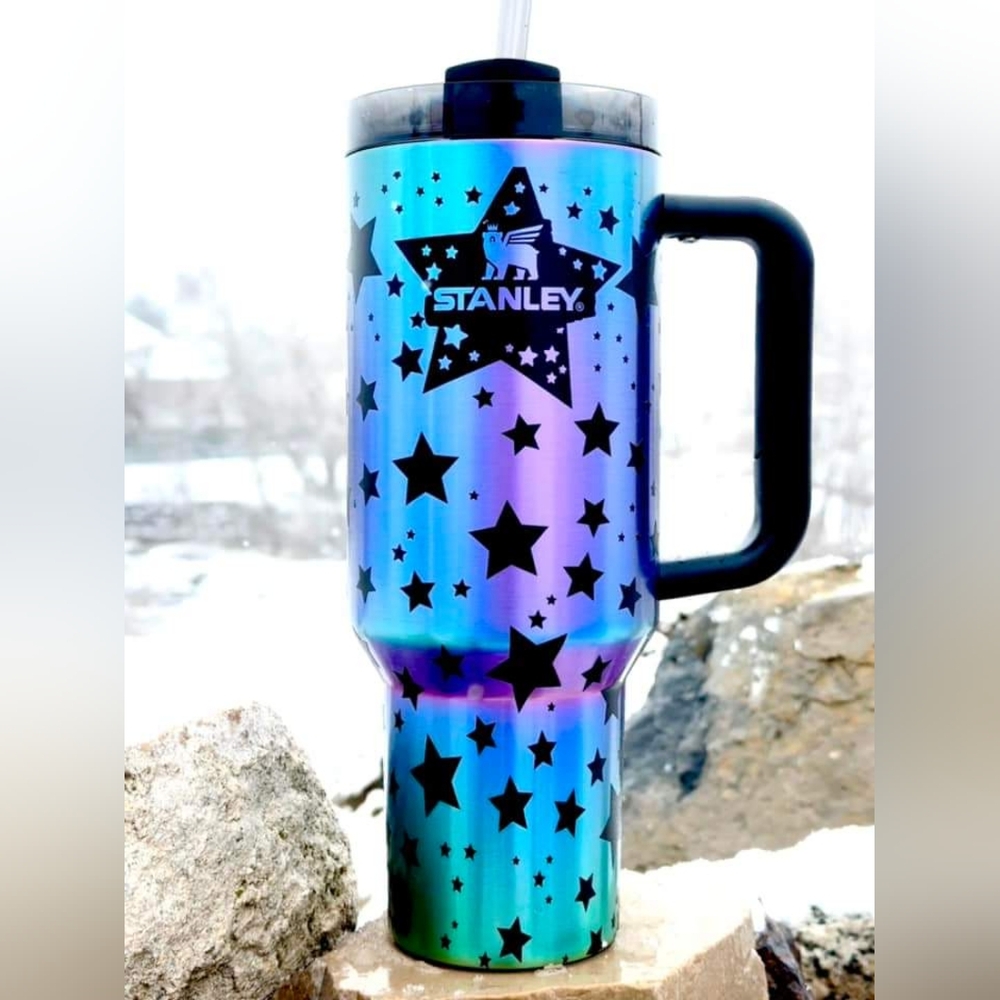 Stanley 40 Oz Ounce Stainless Steel Tumbler Black Chroma Reverse Engraved